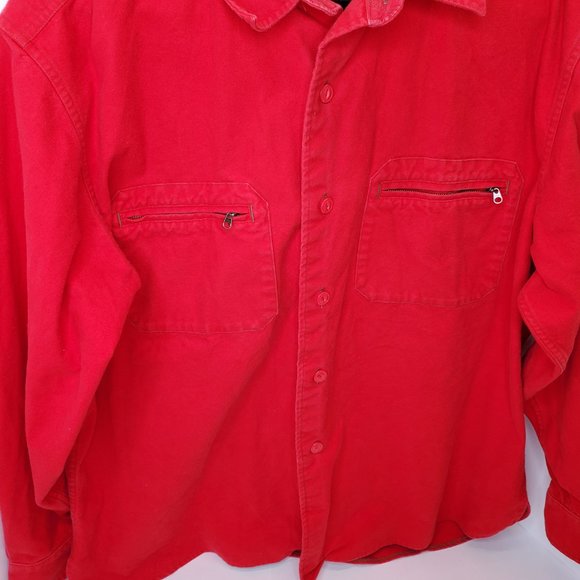Vtg Woolrich Mens Red Button Up Shirt Jacket Shacket Sz XL Cotton Heavyweight. - Picture 4 of 11